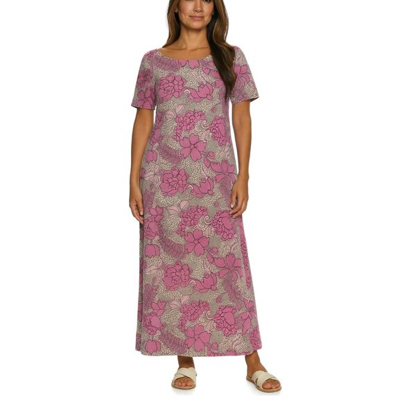 Vintage 1960s Hawaiian Pake Muu Floral Maxi Dress - Picture 12 of 12